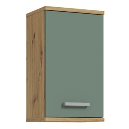 Veris Small Hanging Cupboard with 1 Door in Artisan Oak and Sage Green