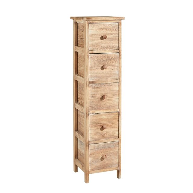 5 Drawer Chest Natural Wooden Tallboy Bedroom Storage Organiser Fully Assembled