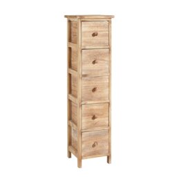 5 Drawer Chest Natural Wooden Tallboy Bedroom Storage Organiser Fully Assembled