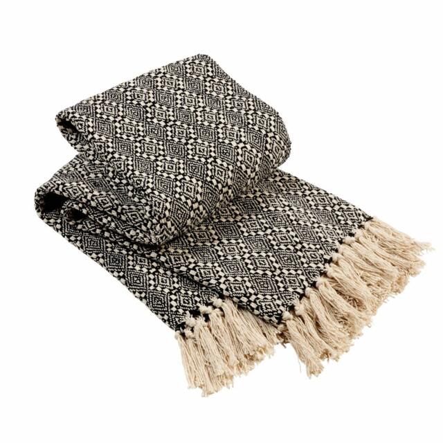 Casablanca Super Soft Cotton Throw in Black, 127 x 152cm