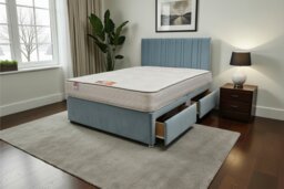 "SKY Plush Bed Set With Mattress, 2 Drawers Same Side & 24""Headboard"