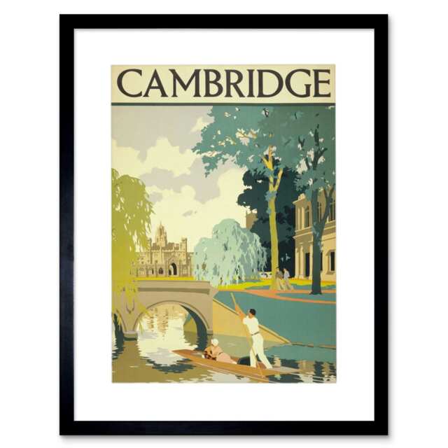 Travel Tourism Cambridge England Cam Punt Bridge Framed Wall Art Print