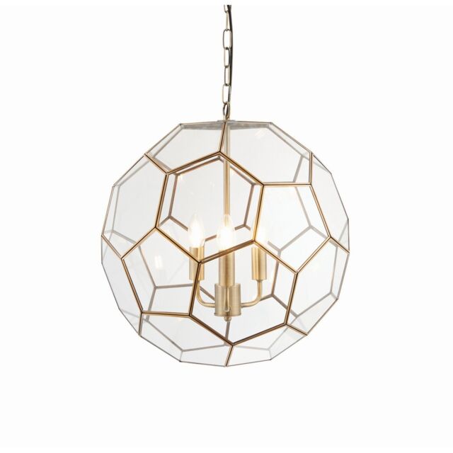 Miele 3 Light Spherical Pendant Antique Brass, Glass, E14