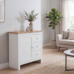 Vida Designs Arlington 3 Drawer 1 Door Sideboard Shaker Buffet Cabinet Storage, White & Oak White White & Oak 1