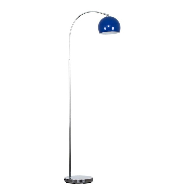 ValueLights Curva Chrome Floor Lamp Navy Blue Shade and Bulb