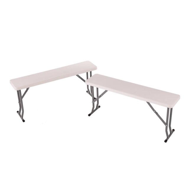 2x 3ft Folding Heavy Duty Outdoor 2 Person Trestle Bench Chair White
