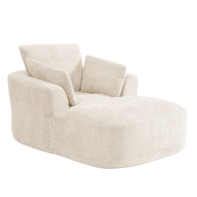 Indoor Chenille Upholstery Chaise Lounge Lasy Sofa with 30D Foam