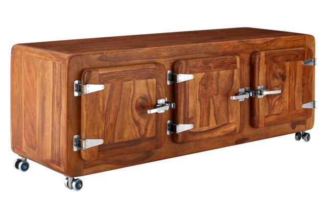 Sheesham Wood Low Sideboard,Industrial Storage Cabinet,Sideboard Television Cabinet,Small Display Cabinet Brown