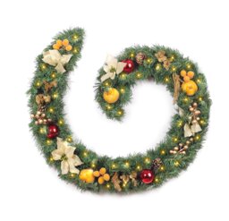 Best Artificial 6ft/180cm Copper Bronze Decorated Christmas Garland With Gold Dusted Acorns and 50 Warm White Battery LED's
