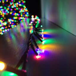 500 LED 12.5m Indoor Outdoor Christmas Multi Function Mains Operated String Lights with Timer in Multicoloured