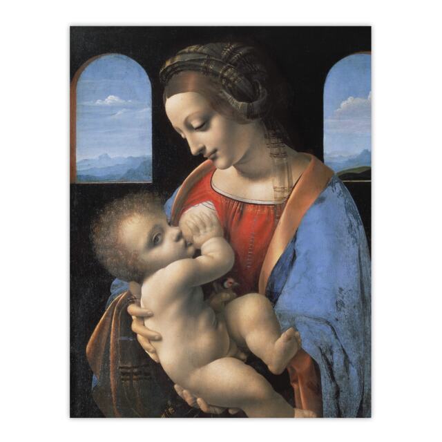 Madonna Litta Virgin Mary da Vinci Vintage Huge Wall Art Print 18X24 In