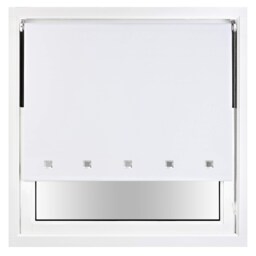 FURNISHED Blackout Roller Blinds with Chrome Square Eyelets and Metal Fittings White White (W) 180cm x (L) 210cm