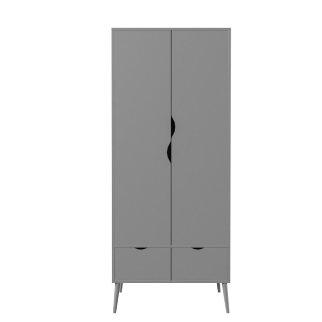 Malmo 2 Door 2 Drawer Wardrobe with Scandi Legs Cupboard Hanging Rail 180cm Multi Grey 1