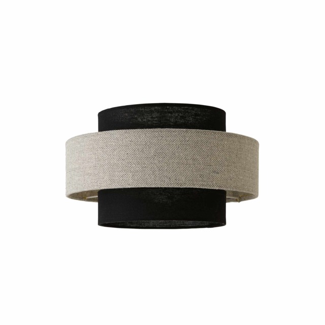 ValueLights Weaver Pair Ceiling Pendant Light Shades Black and Grey Herringbone and Bulbs