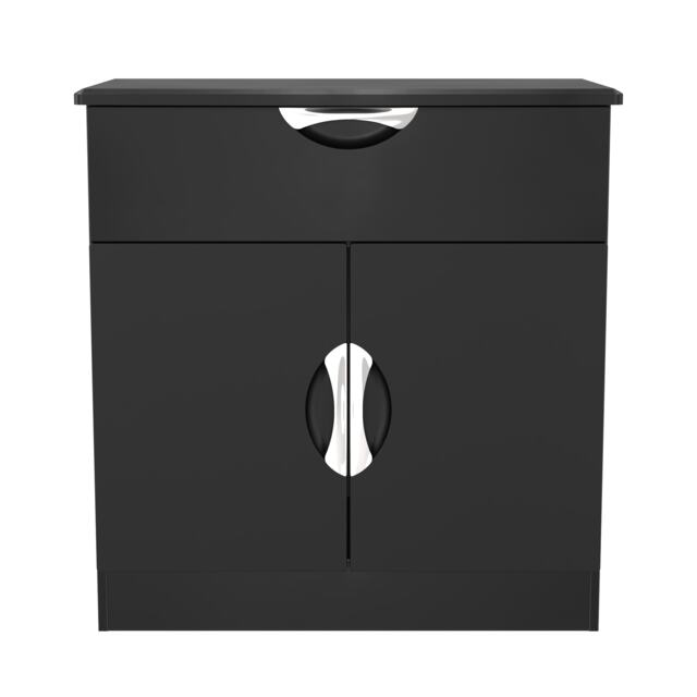 Holborn 1 Drawer 2 Door Sideboard in Black Gloss & Black (Ready Assembled) Black Black Gloss & Black
