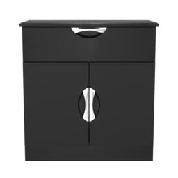 Holborn 1 Drawer 2 Door Sideboard in Black Gloss & Black (Ready Assembled) Black Black Gloss & Black