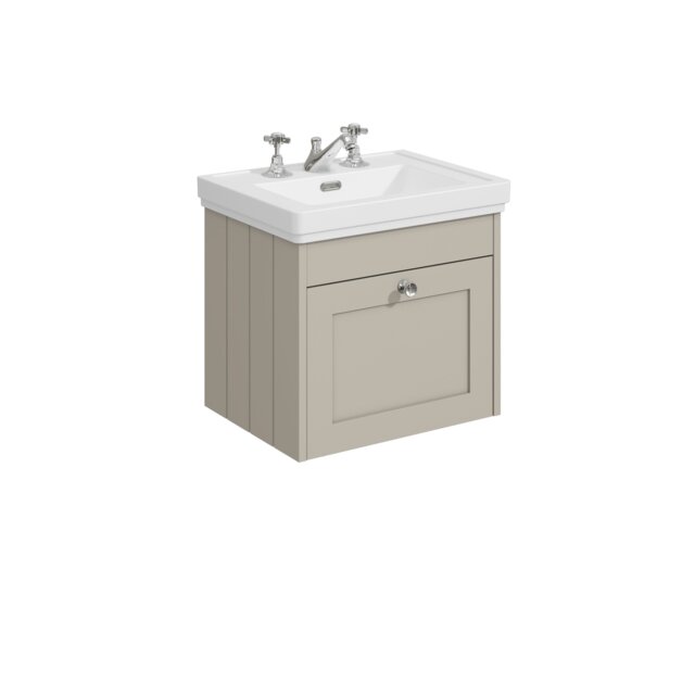 Balterley Wall Hung 1 Drawer Unit with Classic Basin 3 Tap Hole Grey 431 x 500 x 390mm