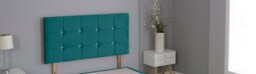 "Green Plush Velvet Cube Headboard Green 2FT6 Small Single 26""inch Headboard"