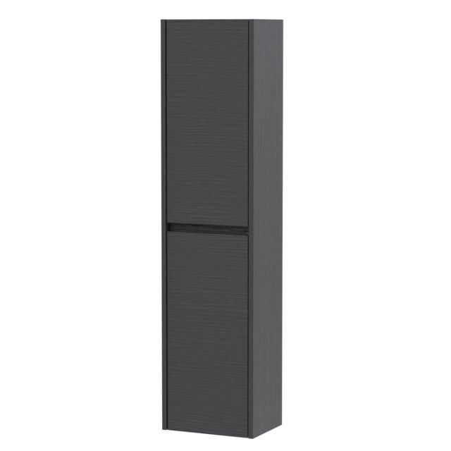 Balterley Square Wall Hung 2 Door Tall Bathroom Unit - Woodgrain Graphite Grey Graphite Grey Woodgrain 1