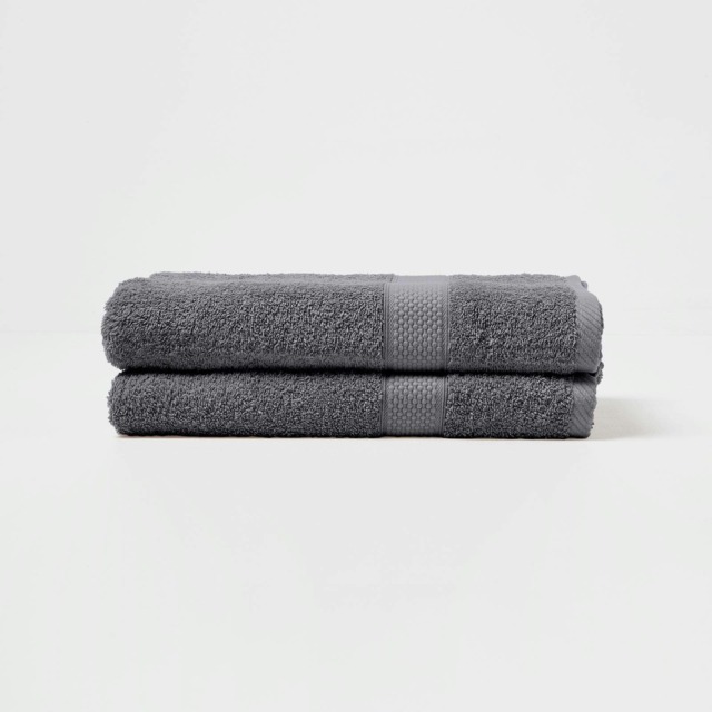Homescapes Turkish Cotton Bath Towel Set of 2 - Grey Grey Bath towel 2
