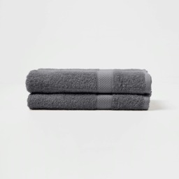 Homescapes Turkish Cotton Bath Towel Set of 2 - Grey Grey Bath towel 2