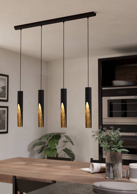 EGLO Barbotto Modern Black & Gold Pendant Light WBS White