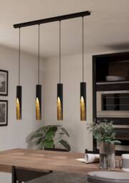 EGLO Barbotto Modern Black & Gold Pendant Light WBS White