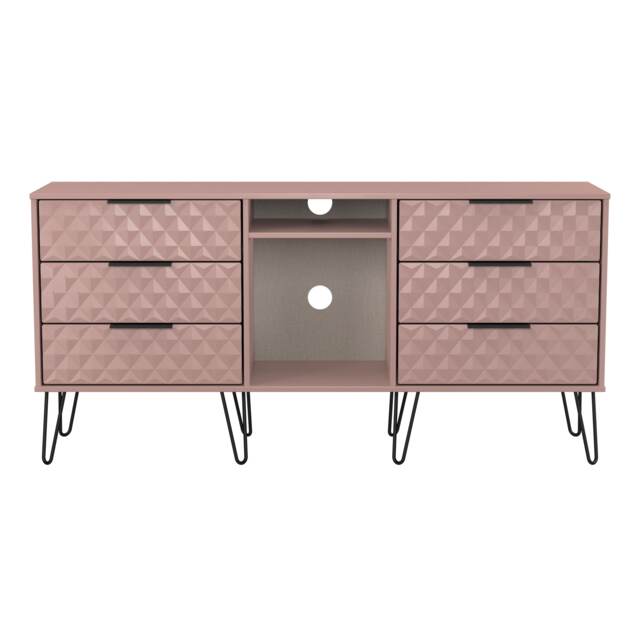 Islay 6 Drawer Sideboard in Kobe Pink (Ready Assembled) Pink Kobe Pink