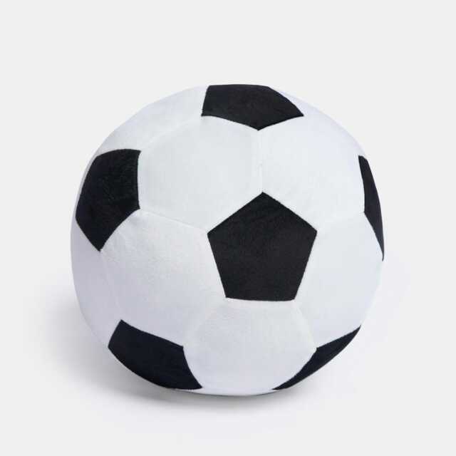OHS Football Round Shaped Plump Filled Scatter Cushion, 30cm - Black/White