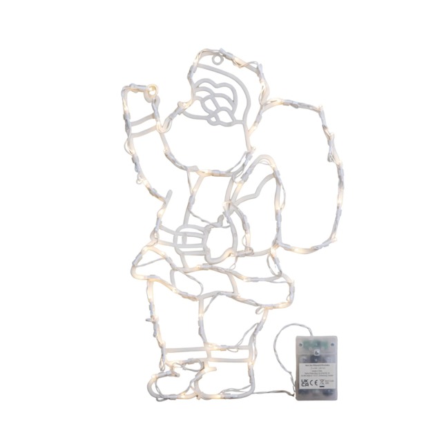 44cm Battery Powered Light up Hanging Christmas Santa with Warm White Multi-Action LEDs