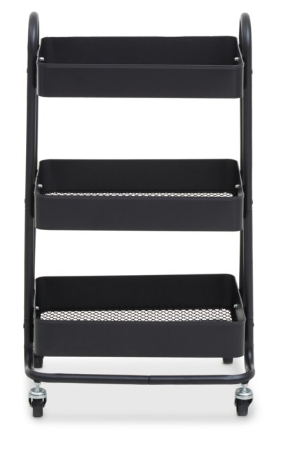 Interiors by Premier Three Tier Black Trolley, Swift Mobility Of Drinks Trolley, Lightweight And Compact Storage Garden Trolley Black