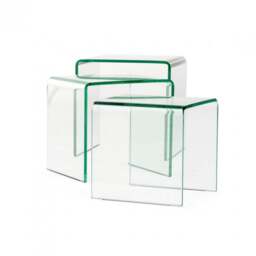 Milan Glass Nest of 3 Side Tables for Living Room Clear Clear