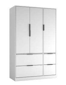 FUJI 3 Door 4 Drawer Wardrobe White White & White 117 x 55 x 8.5 1