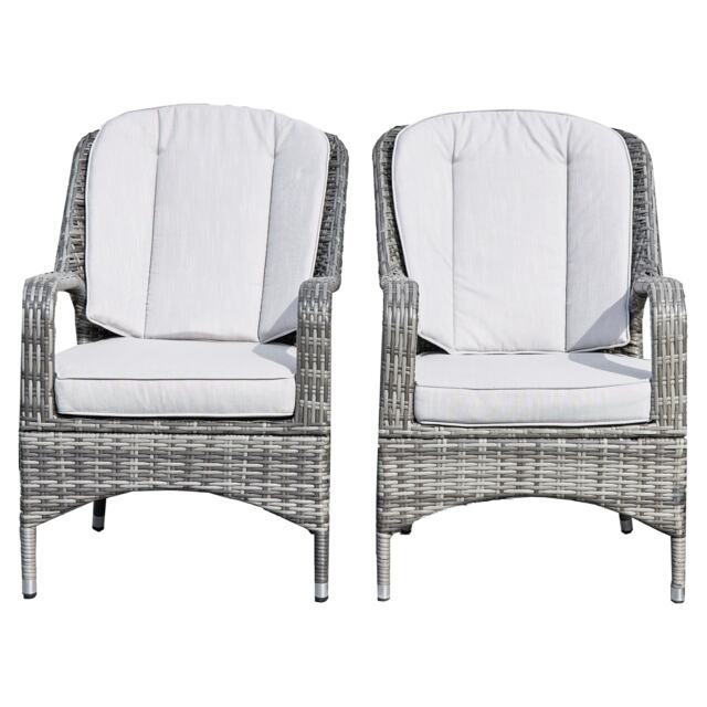 Direct Wicker 2-Piece Outdoor PE Rattan Dining Chairs, Grey Grey