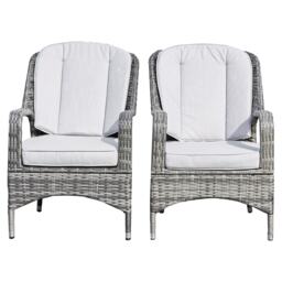Direct Wicker 2-Piece Outdoor PE Rattan Dining Chairs, Grey Grey