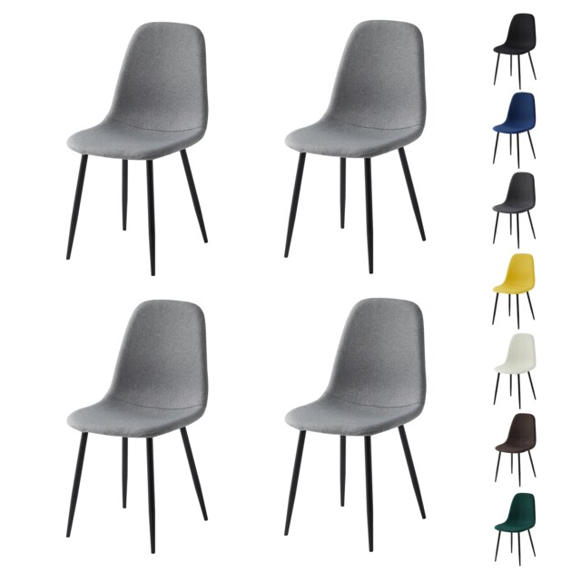 Set of 4 Teddy Faux Fur Stitched Design Dining Chairs Light Grey Bella by MCC