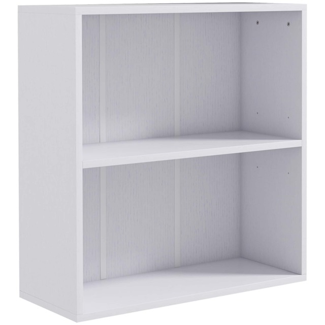 HOMCOM 2 Tier Low Bookcase with Adjustable Shelf, Bookshelf, Display Storage Shelf with 2 Compartments for Home Office, Living Room, Study, White