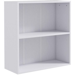 HOMCOM 2 Tier Low Bookcase with Adjustable Shelf, Bookshelf, Display Storage Shelf with 2 Compartments for Home Office, Living Room, Study, White