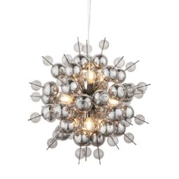 Pavia 9 Light Ceiling Pendant Black Chrome Plate With Smoked Mirror & Tinted Glass