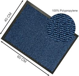 KAV Door Mat Dirt Trapper - Durable Indoor and Outdoor Non-Slip Rug - Super Absorbent- Home, Office(Blue / Black, 40cm x 60cm)