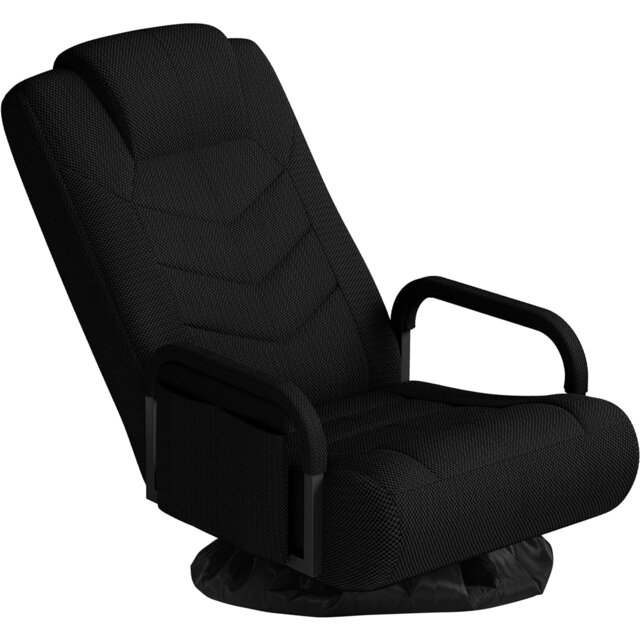 Yaheeetech Swivel Folding Floor Gaming Chair with Adjustable Backrest Black Full Black One Size
