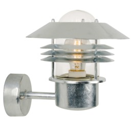 Nordlux Veje Outdoor Wall Light Silver Galvanized steel Solar E27 Sensor Coastal/Marine Safe - Mains Powered, IP54 Silver Galv.