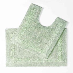Homescapes Luxury Reversible Cotton Bath Mat Set - Sage Green