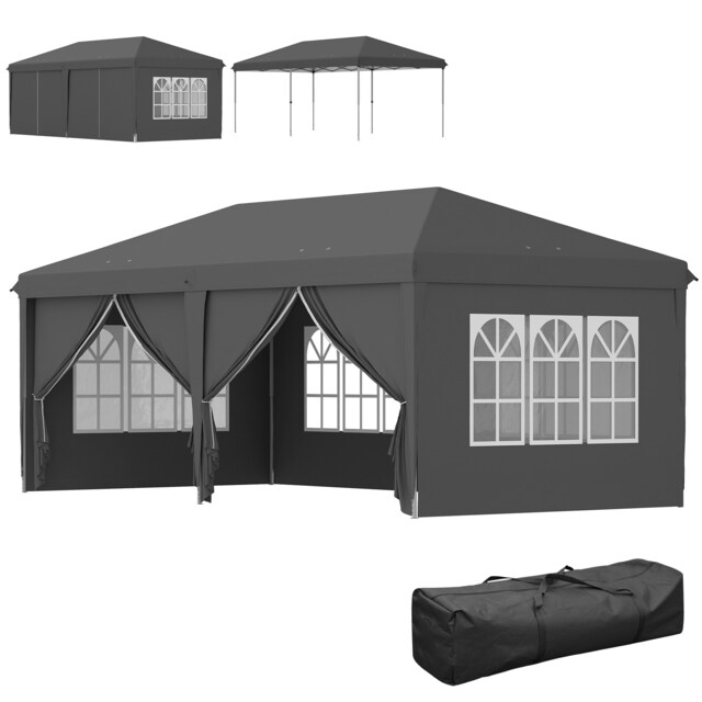 Outsunny 3x6m Pop Up Gazebo Canopy Marquee w/ Carry Bag, Grey Grey Grey