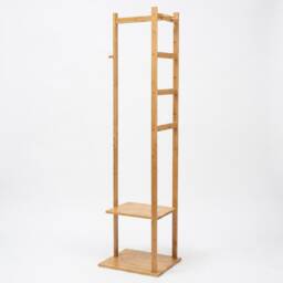 Narrow Wooden Clothes Rail With 2 Shelves Brown One Size