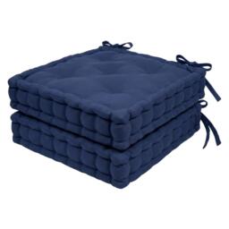 Harbour Housewares Deluxe Square Seat Pads - 40 x 40cm - Navy - Pack of 2