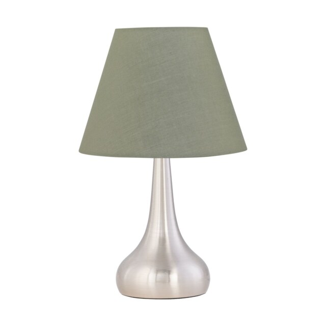 Romana - Brushed Chrome Touch Table Lamp with Sage Green Shade Chrome Green Medium 1