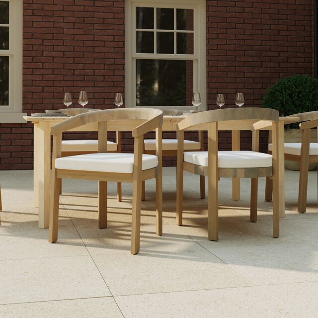 Charles Bentley Dining Chairs Set of 2 Acacia Garden Furniture with Cushions