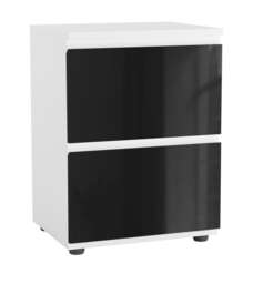 Gloss 2 Drawer Skagen High Wooden Bedside Cabinet No Handle Drawer Storage Multi White & Black 1