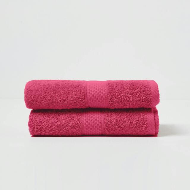 Homescapes Turkish Cotton Hand Towel Set of 2 - Raspberry Pink Hand towel 2